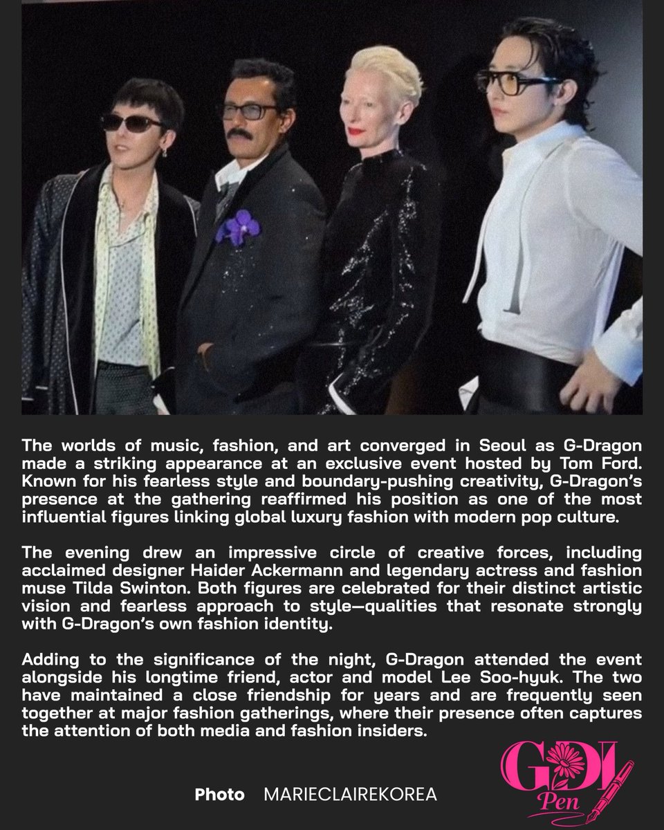 🌸 𝐆𝐃𝐈'𝐬 𝐏𝐄𝐍 ✒️ G-Dragon attends the Tom Ford event in
