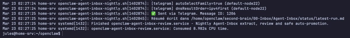 What does your AI agent do at 3am while you're asleep?

Mine reviews past conversations, extracts useful decisions, and writes the good ones into a searchable knowledge base.

It all runs on my home server, not in the cloud. 24/7.