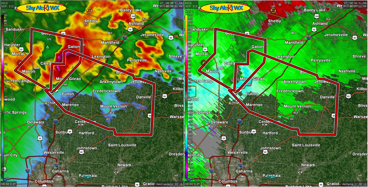 SkyAlertWX's tweet photo. The National Weather Service in Cleveland has issued a

* #Tornado Warning for...
  Southern Richland County in north central Ohio...
  Morrow County in north central Ohio...
  Knox County in north central Ohio...#ohwx

SOURCE...Radar indicated rotation. https://t.co/7DT0ESUT1a