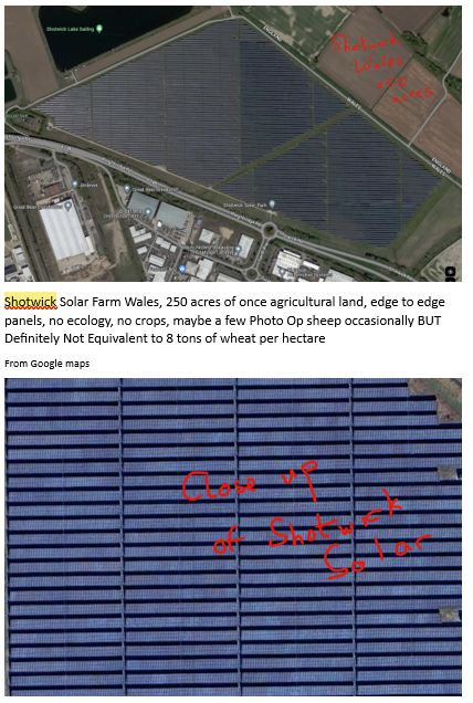 stellastafford's tweet photo. @markrwilliamson THIS is what solar farms REALLY look like in UK. Not high panels, no huge gaps between, no crops or even sheep except a few occasionally to graze edges or for 
photo call. Ecology does not thrive in darkness. PUT THEM ON ROOFS/WALLS/OVER URBAN TARMAC and plug straight into grid. https://t.co/CHpE9MtngU