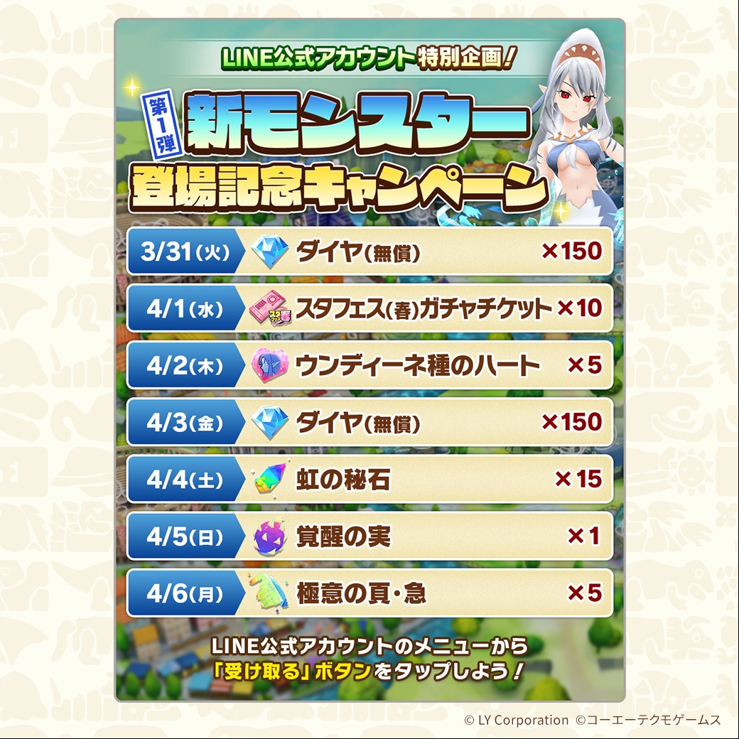 📢3/31 15:00 から 新モンスター登場記念キャンペーン 第1弾