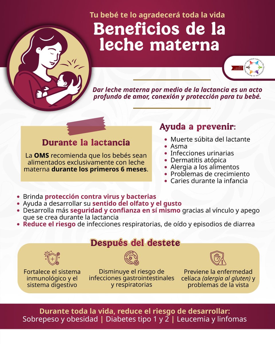 ISSSTE_mx's tweet photo. #ProgramasDeEquidad 🤔La perfección no existe, a menos que hables de la leche materna 🤩🤱🏻, esa si es la nutrición perfecta. 💅

🤱🏻 La leche materna contiene la mezcla exacta de vitaminas, proteínas y grasas que tu bebé necesita durante las primeras etapas de su vida para fortalecer diferentes sistemas, como el digestivo, el respiratorio, inmunológico y muchos beneficios para todos sus órganos. 🦠🛡️

🧠 Éstos van más allá de la salud física, ya que el bebé y la madre desarrollan conexiones profundas que ayudan al desarrollo y bienestar emocional del bebé. ❤️‍🩹