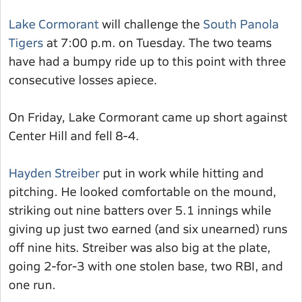 _streib's tweet photo. Solid district game on the mound. Up to 87 mph in game. 5.1 IP, 2 ER, 9K
@ABiggs22 
@JDahl04 
@Dom_Carlini4 
@EastMissBB 
@sides_wesley 
@KyleFless 
@55Middleton 
@Zullrich8 
@richharrelson 
@cj_bilbrey 
@d_lank12 
@BillSelby8 
@JackEdmonson04 
@aguilar_josh 
@Tyler_Younger3 https://t.co/vpYzh4xm0F