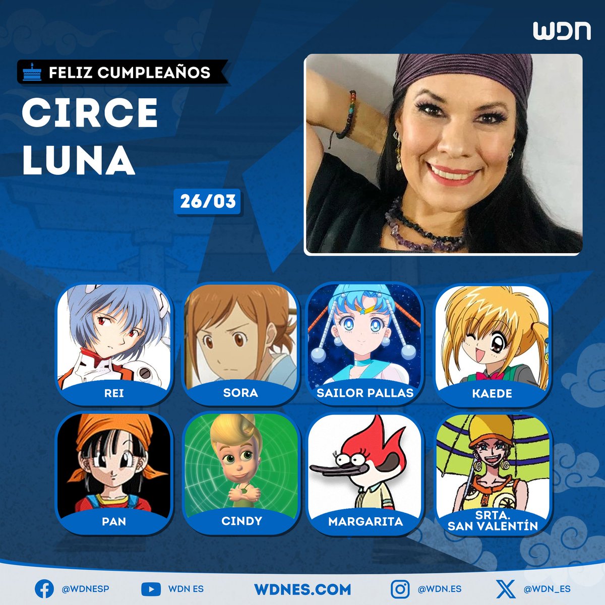 🎂 | Cumpleaños
Le deseamos un feliz cumpleaños a la actriz de doblaje <a href="/brujawitch/">Circe Luna</a>, ¡esperamos que la pase increíble en compañía de sus familiares y seres queridos!