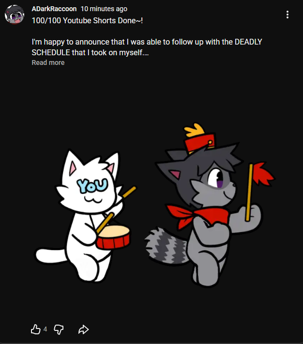 New Youtube Community Post
100/100 Youtube Shorts Done~!