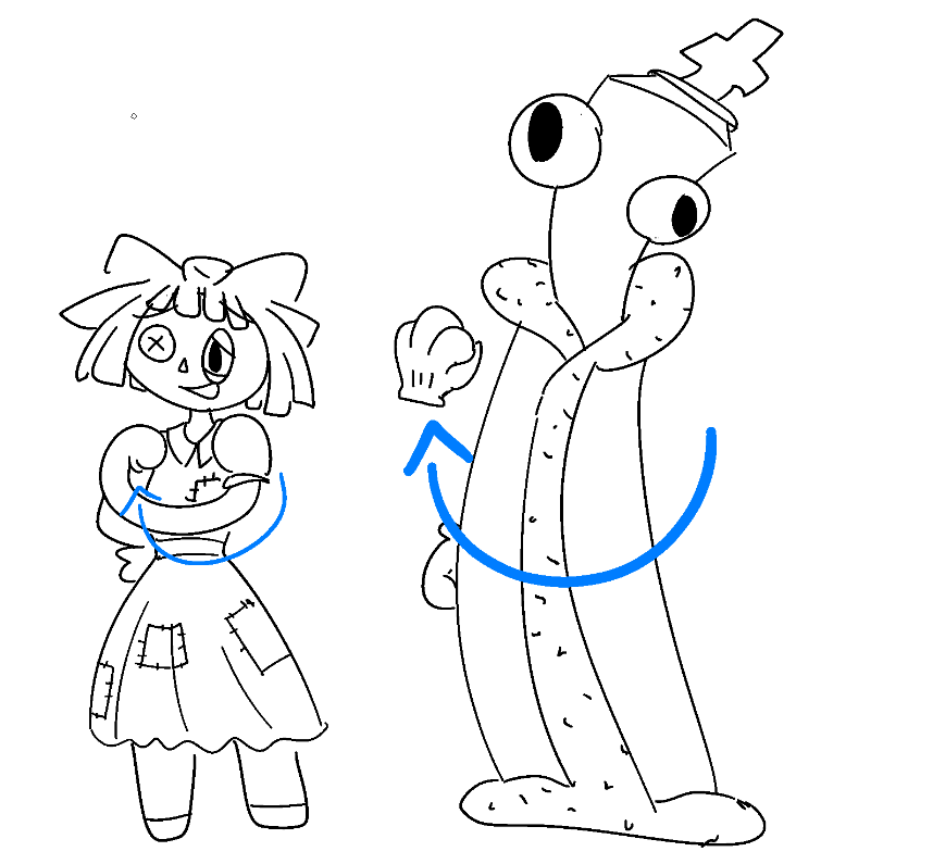 mspaintmouse's tweet photo. I couldn't draw this very well, but I noticed Kinger and Ragatha do that arm swing thing when they try to cheer someone up ↪️⤴️✊
I believe Ragatha learned to do that because that was what Kinger did when he was trying to get her accustomed to the Circus
#dollchess https://t.co/QNPE06IfJl