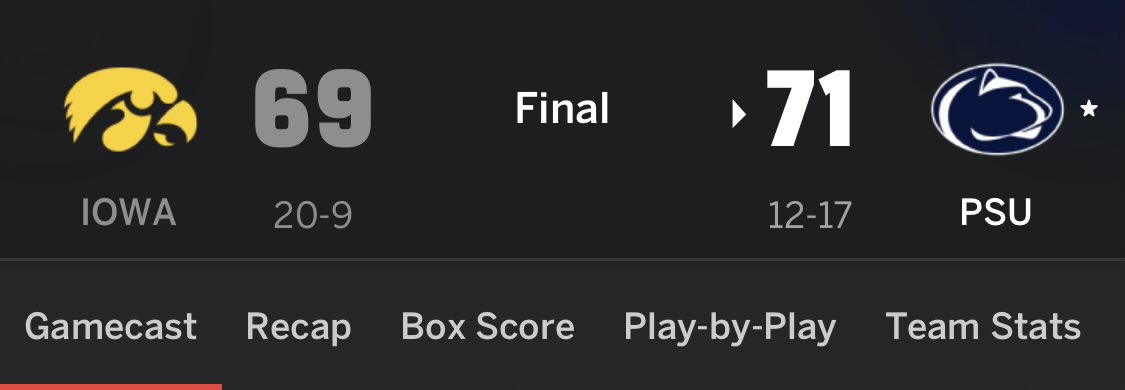 This actually happened a few weeks back, true story.  This is a big part in why Iowa was a 9 seed and not considerably higher.