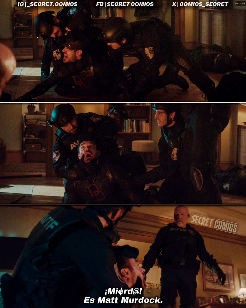 La fuerza antivigilantes desenmascara a Daredevil y descubren que es Matt Murdock.
#DaredevilBornAgain