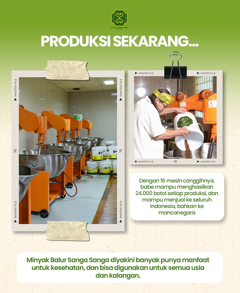 sanga2official's tweet photo. Dari rumah kecil… sampai jadi produksi besar.

Semua bermula dari rumah Babe Bambang Pranoto diracik dengan ketulusan dan kualitas yang dijaga sejak awal.
Sejak 2019, Sanga Sanga berkembang dan kini diproduksi di pabrik dengan standar tinggi, tetap konsisten menghadirkan minyak terbaik untuk kamu.

Perjalanan boleh berubah, tapi kualitas tetap jadi prioritas.

#DariRumahKePabrik#SangaSangaJourney#KualitasTerjaga