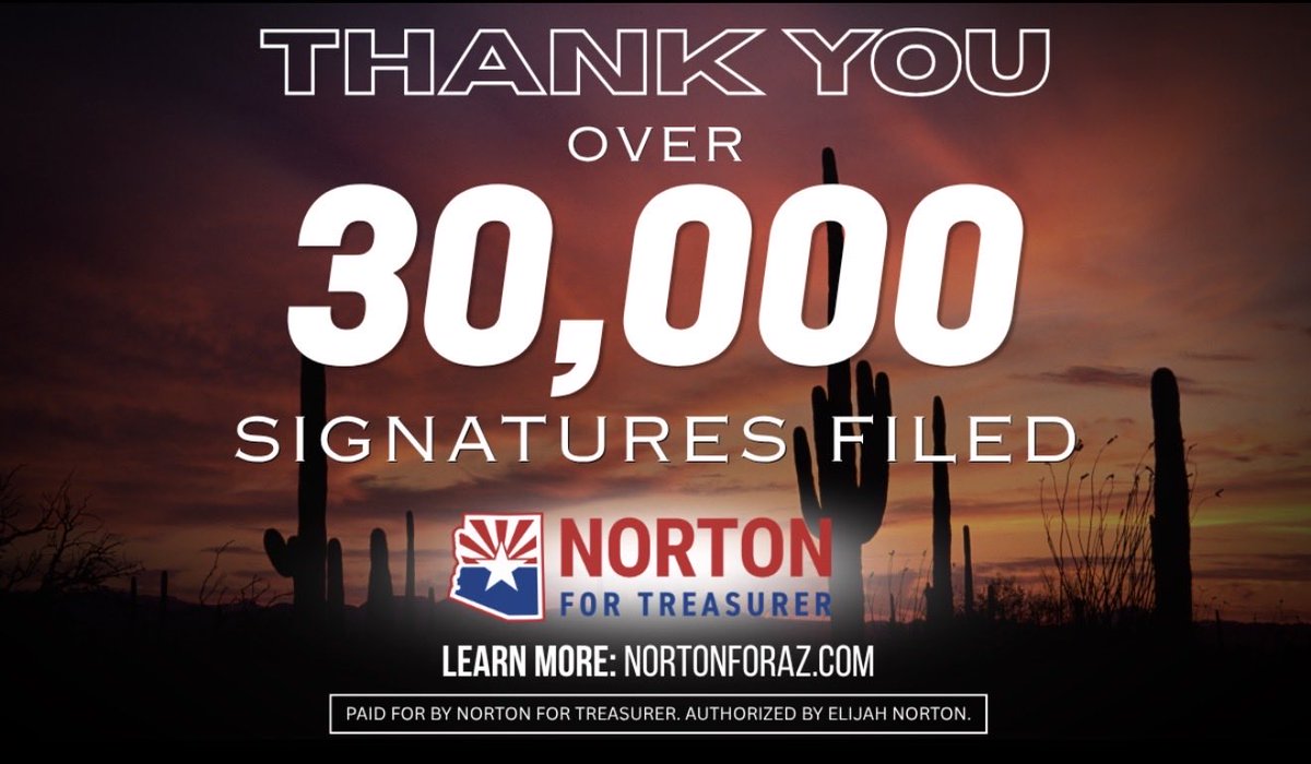 👇 Thank you to the over 30,000 Arizonans who signed my petition - MORE THAN ANY CANDIDATE IN THE 2026 CYCLE! This shows there is strong support for experienced, conservative leadership in the Treasurer’s office. I now look forward to earning your vote! 🗳️ 🙏