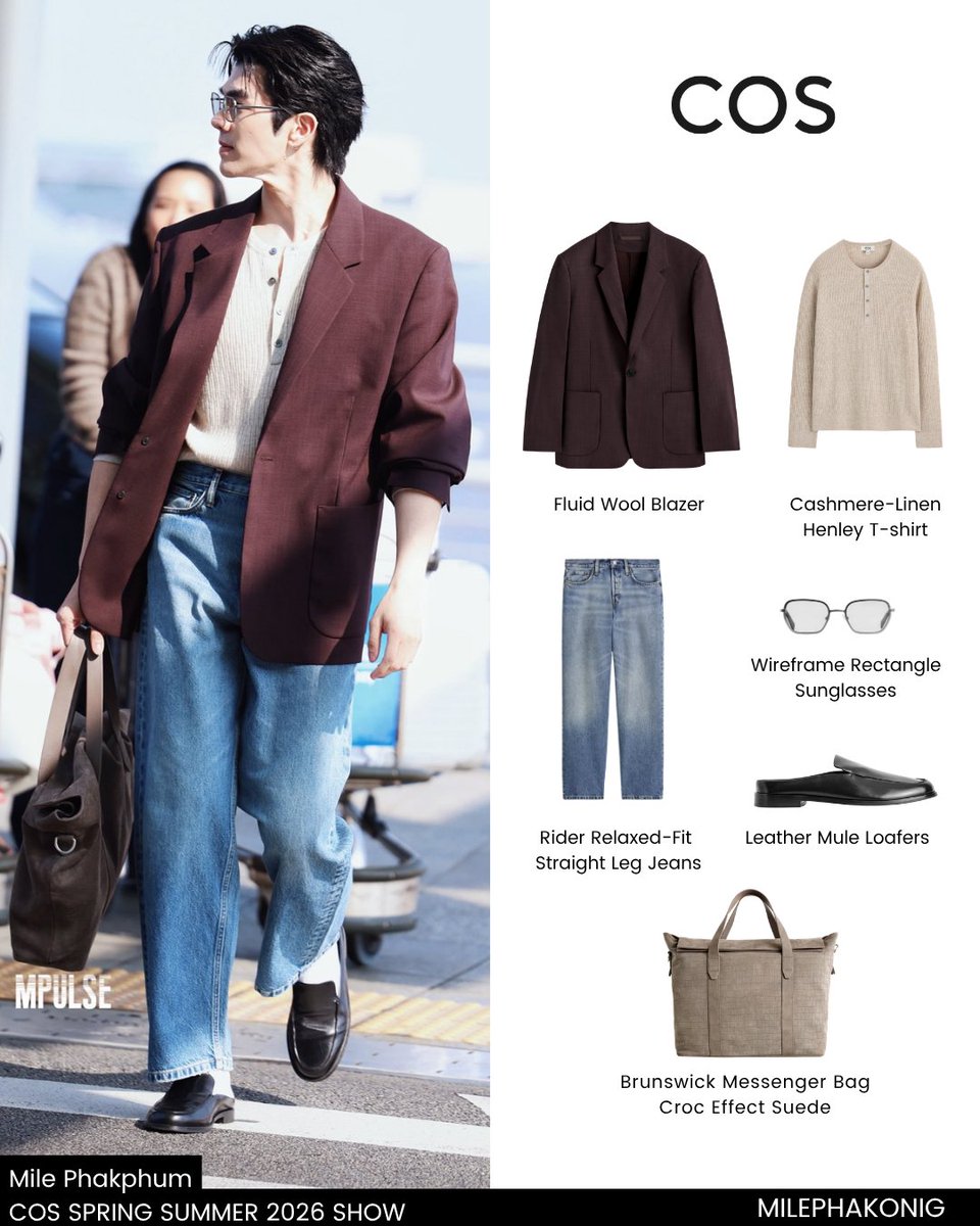 Mile Phakphum's Airport Fashion on his way back to Thailand after attending the COS Spring Summer 2026 show in Seoul. His wardrobe is from the latest collection.

photo credit: mpulsemileapost
MILE X COS IN SEOUL
<a href="/milephakphum/">mile phakphum</a> 
#MilePhakphum #COSSS26XMILE 
#COSSS26