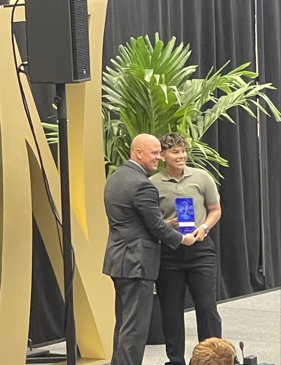 NISDBrennan's tweet photo. Tonight we honored and recognized our Educator of The Year, Mr. Javi Cavazos; and our First Year Educator of The Year, Ms. Alexia Camacho, at our Educator of The Year Ceremony!  Congratulations!! 🖤💛🩷 https://t.co/ZQLSBYLbe0