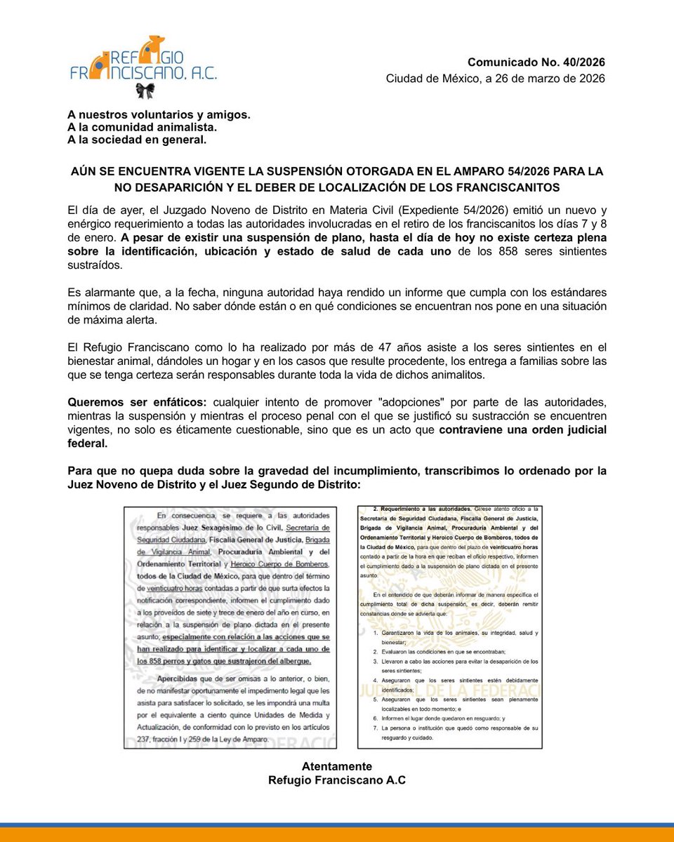 REFUGIO FRANCISCANO AC tweet media