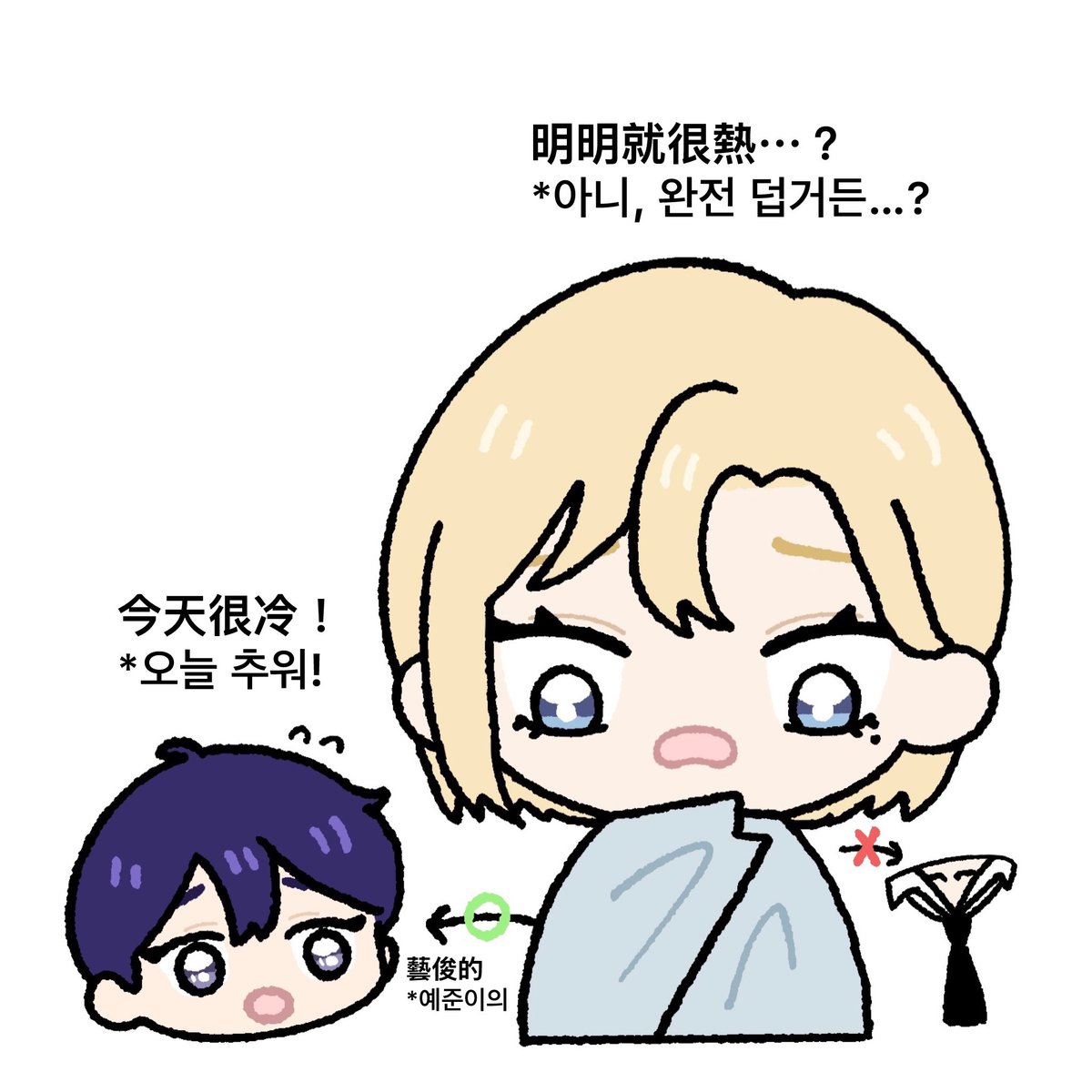 *使用翻譯軟體(ㅅ ॑꒳ ॑*)💙💜
#옞놔 #藝諾 #yeno