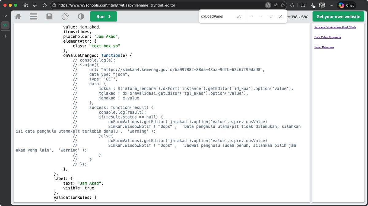 Ahmadnbl's tweet photo. Dari kemarin website Simkah Kemenag error terus di alur daftarnya 🤯 

iseng inspect-element, kenapa ini malah di-comment dan di production kenapa plugin jquery nya bisa gagal ke-load gini 😇🙏

#ksabar https://t.co/5SrE2uVmHd