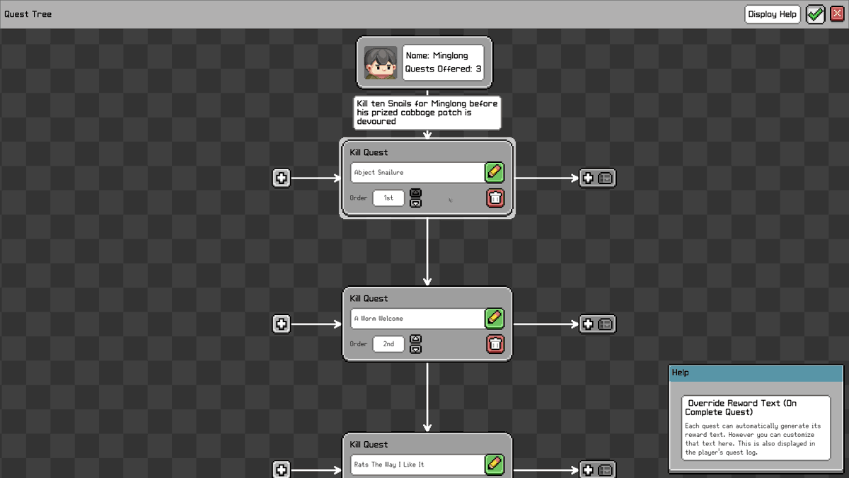 Craft your own stories and quests in Let's Build a Dungeon using the Conversation Editor and Quest Tree Editor. 

✍️ Write your own narrative 
📋 Build quest arcs
🧠 Control knowledge gates
💬 Write alternate dialogue sequences
🎮 Play the game you've made

Try it out now in the