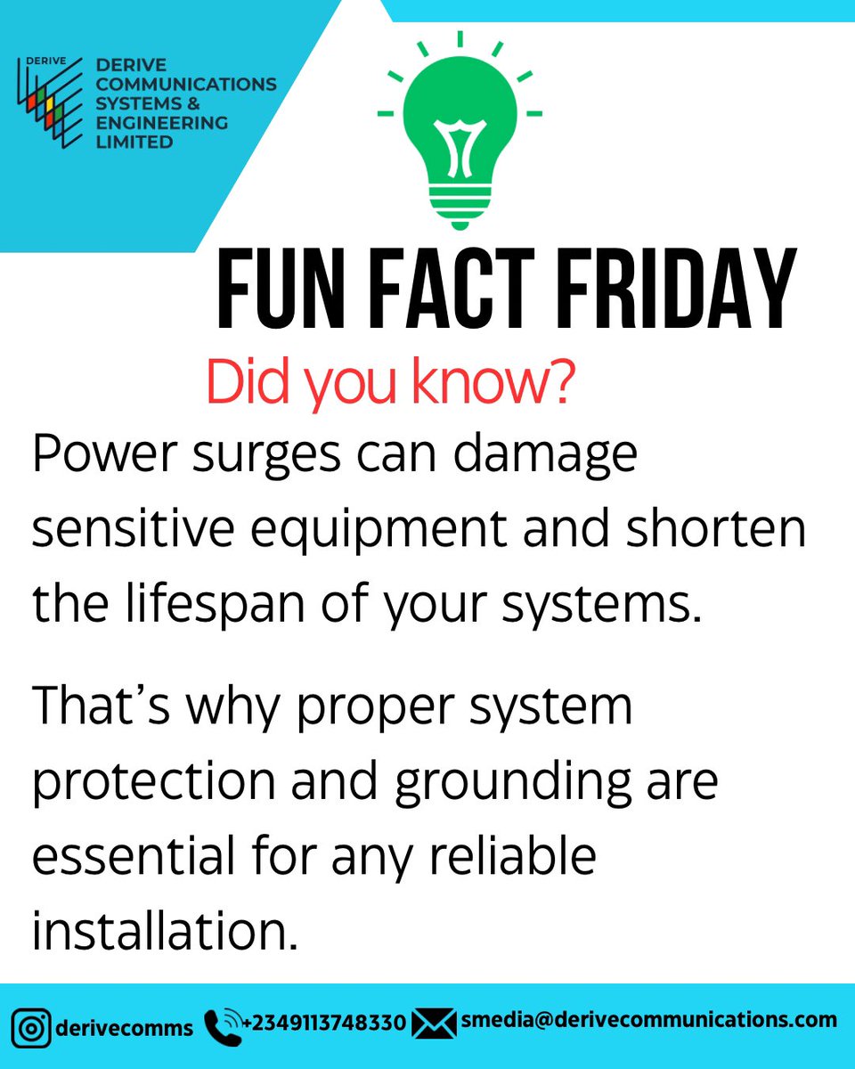 derive_coms's tweet image. Power surges can damage your systems and shorten their lifespan.

Protection isn’t optional…it’s essential. ⚡

Send us a dm today for expert solutions.

#derivecommunications
#systemprotection
#powersolutions
#reliablesystems
#smartinfrastructure