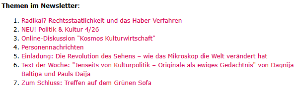 DKRKultur's tweet photo. Der kulturpolitsche Wochenreport unseres GF @olaf_zimmermann ist gerade erschienen. Themen sind: Radikal?; NEU! Politik &amp; Kultur 4/26; Einladung: Die Revolution des Sehens – wie das Mikroskop die Welt verändert hat u.v.m. https://t.co/oZkvMys0NA
@kreativ_bund @gitta_connemann https://t.co/QYUEDVcTgM