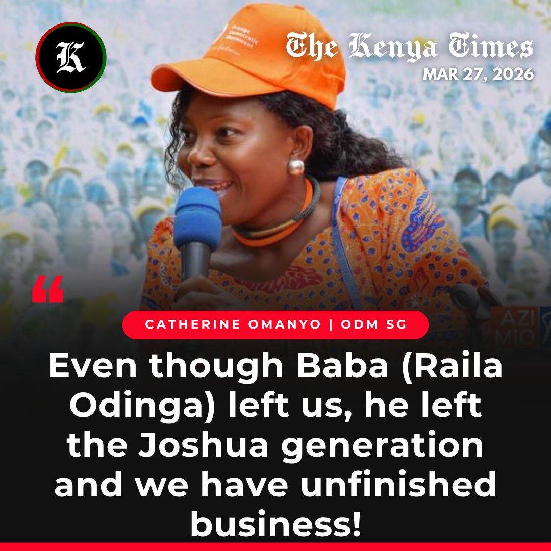 thekenyatimes's tweet image. ODM Secretary General Catherine Omanyo, speaking during the ODM Special Delegates Convention SDC 2026 at Jamhuri Grounds, says the late Raila Odinga left the 'Joshua generation,' and the party still has unfinished business.

#ODM #ODMSDC