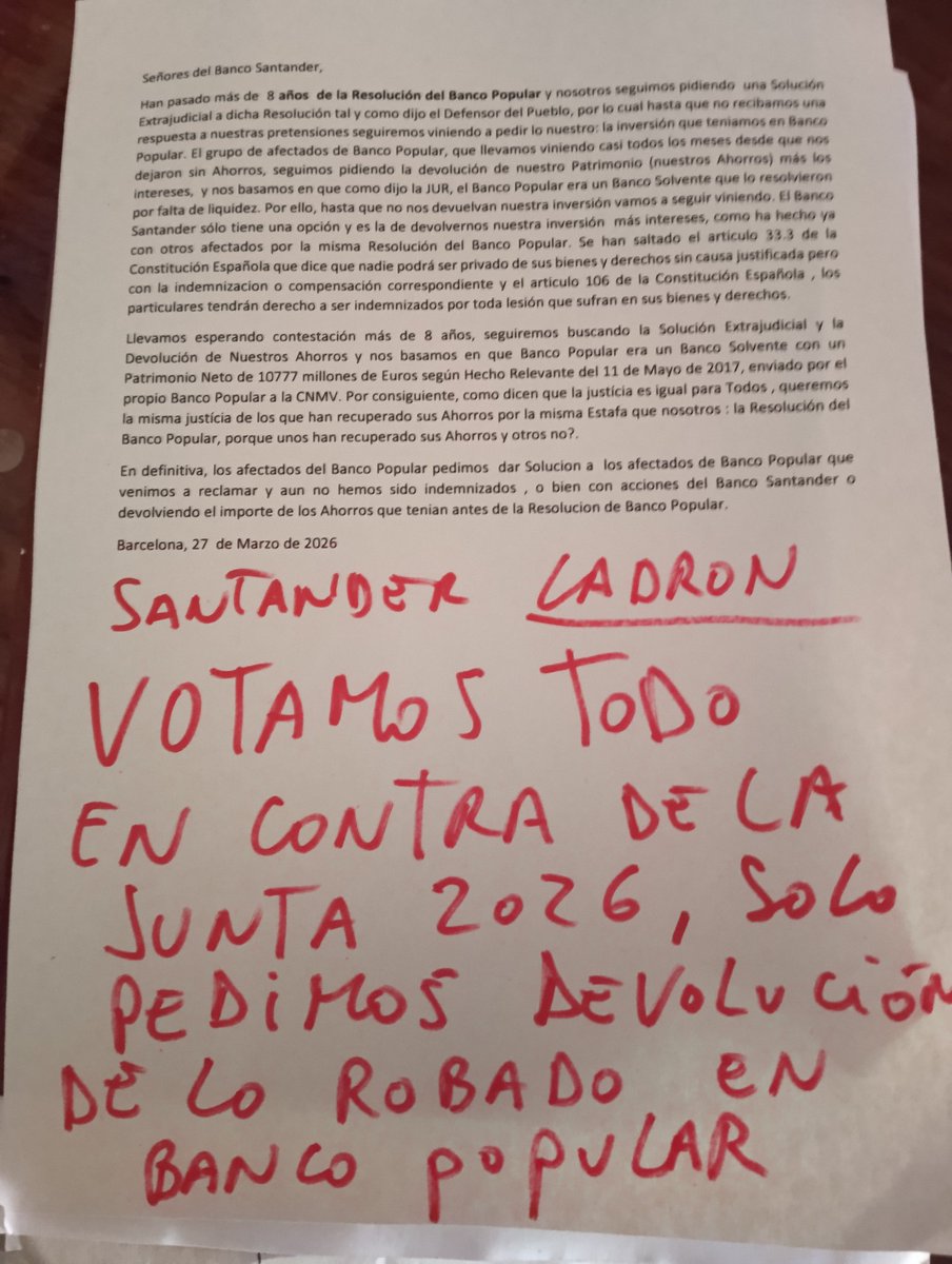 #EstafaBancoPopular Hoy es la junta de accionistas del #SantanderLadron , la Botina tiene miedo de los accionistas que hace juntas online ? #JuntsPresencial que estamos con el #Coronavirus ? O el #BotinaVirus  Devolución de lo Robado en #BancoPopular