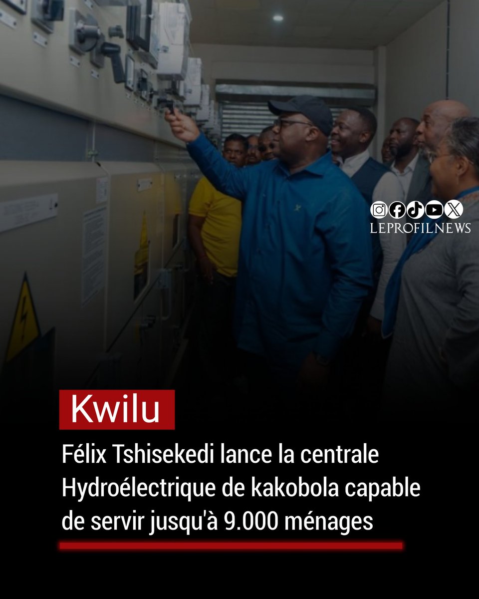 Le président de la République a lancé ce jeudi la centrale #Hydroélectrique de #kakobola dans la province du #Kwilu. Cette centrale est dotée d'une puissance de 10.5 megawatts avec trois unités de 3.5 megawatts chacunes
#RDC_ELECTRICITE #presidencerdc