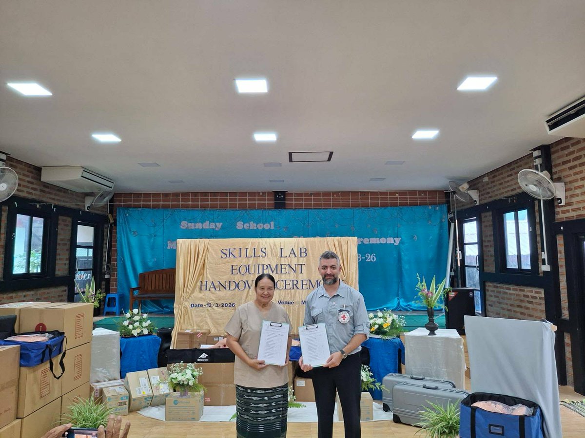 ICRC_th's tweet photo. ICRC donated training manikins/materials to the Mae Tao Clinic in Tak province 🇹🇭, marking a key milestone in prehospital care collaboration. Over two years, clinic staff have participated in ICRC trainings to strengthen local capacity and develop a new generation of trainers. https://t.co/YItrSax3O5