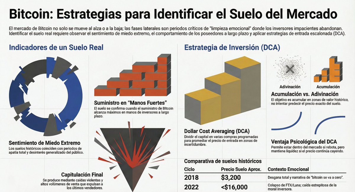 Cuando todos huyen, tú compras: El secreto de las 'Manos Fuertes' para detectar el suelo real de Bitcoin. 💰 #bitcoincomeback
