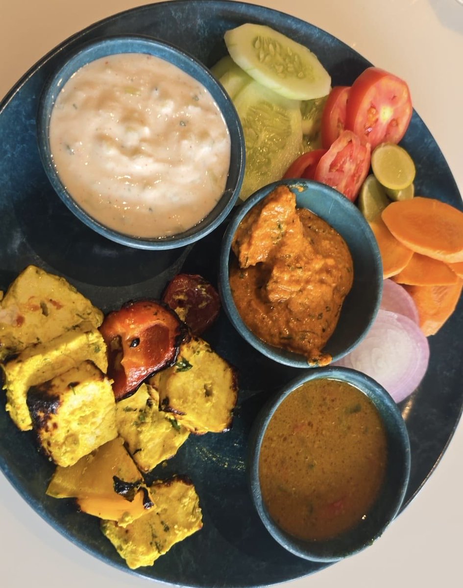 This is what a “protein-first” vegetarian meal looks like.

•  Paneer for high-quality protein
•  Curd for gut + metabolic support
•  Dal for fiber + amino acids
•  Raw vegetables for micronutrients &amp; glucose control

This exact approach helped bring:
•  HbA1c: 7.9% → 5.6%