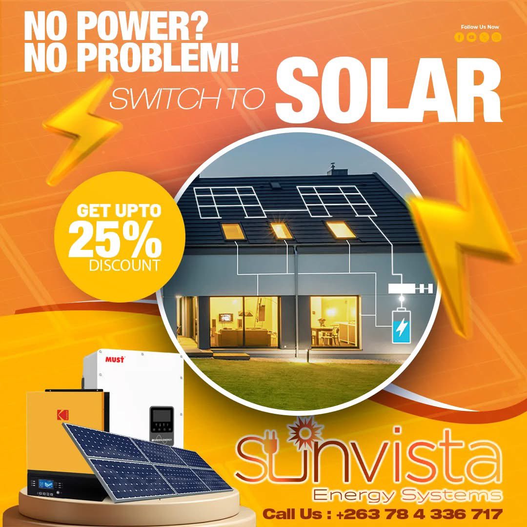 We are the home of innovative solar solutions,  providing comprehensive solutions from residential systems to commercial,  schools,and farms.

Get in touch with us today! We are here to provide you with effective solutions💡💡

📞Call/WhatsApp +263 7 84 336717 #solarsystem #solar