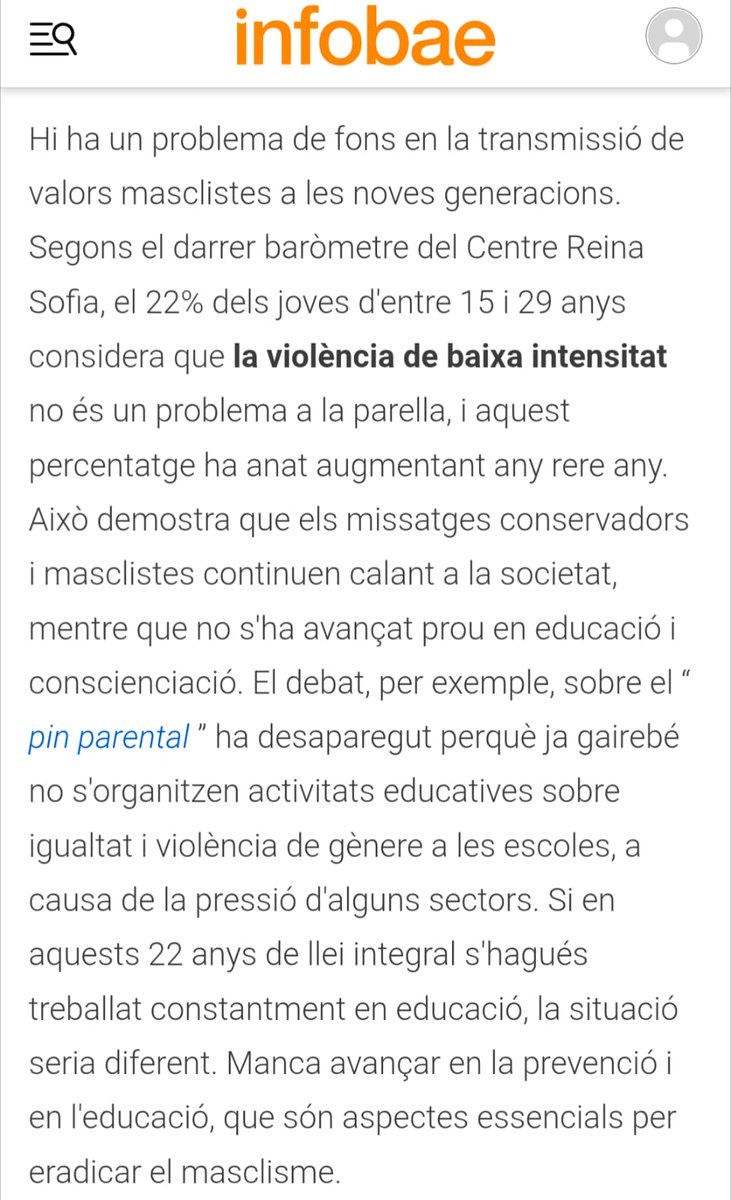 ReGENEREmNos's tweet photo. 🏫 Ja no parlem del #PinParental perquè la pressió fa desaparèixer les activitats educatives d'#igualtat i #violència de #gènere a les #escoles.
🚸 Cal avançar en la #prevenció i en l'#educació per erradicar el #masclisme
✍️ @Miguel__Lorente @infobae
👉https://t.co/9jsdYnDv5L https://t.co/DdfZaPo8nh