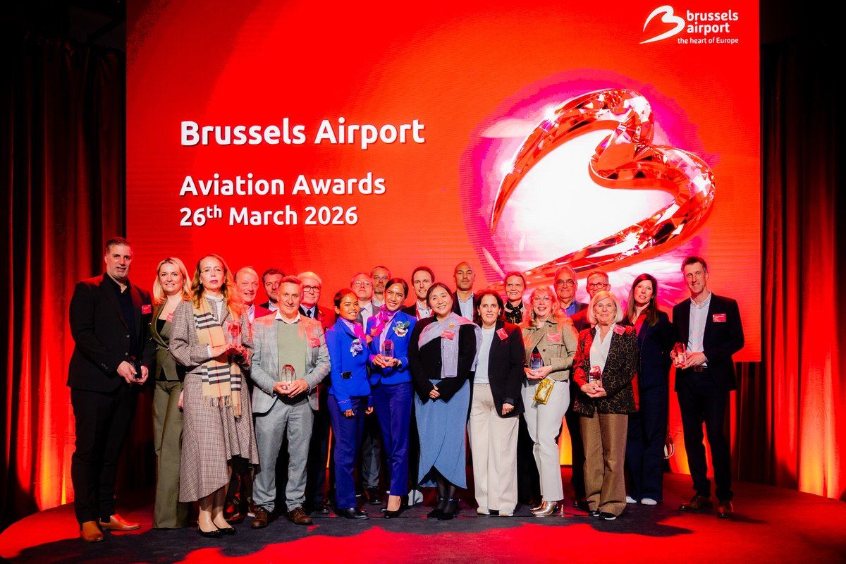 BrusselsAirport's tweet photo. The 19th Brussels Airport #AviationAwards once again brought our aviation community together. The event invited us to honour not only performance but also the collaboration, dedication and shared ambition that lift our airport forward. Eleven awards were presented yesterday. Congratulations to all winners! Read more via: https://t.co/wvPyeQm9nt