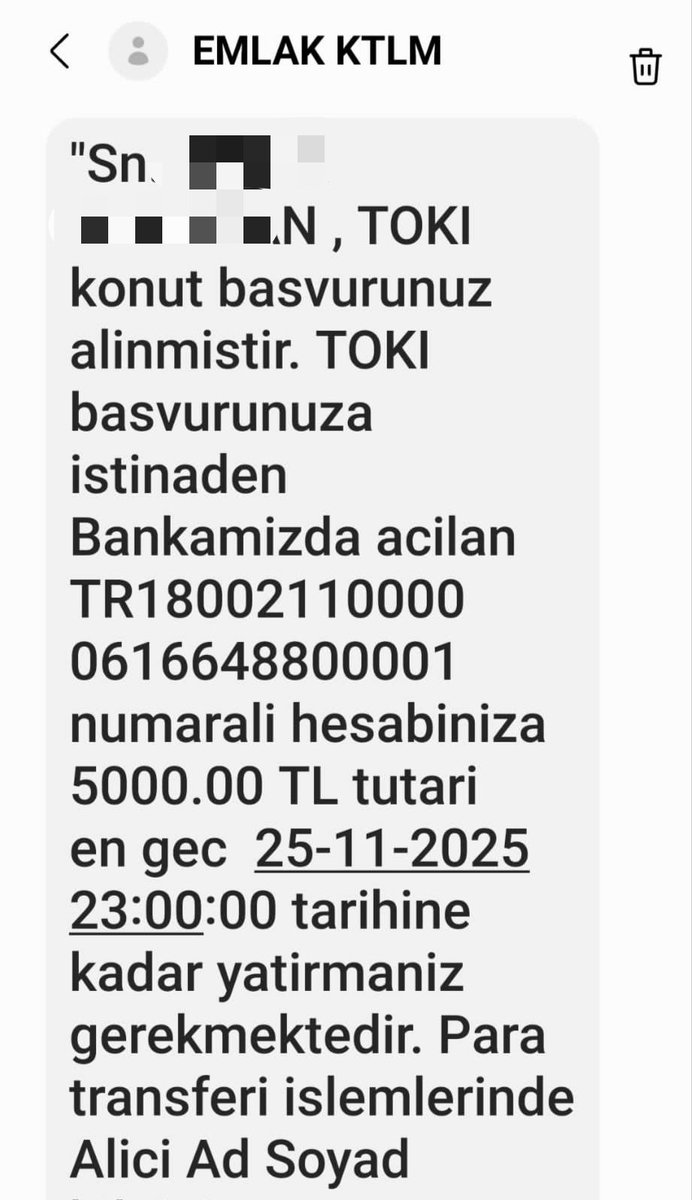 msem58's tweet photo. @Toki_Kurumsal 500 bin sosyal konut hak sahibi emekli yaşlı insanlar ne zaman bankalardan sözleşme imzalanacağını merak ediyor herhangi bir açıklama yok . Görsel deki mesaj yeni geldi bu para yatırıldı zaten neden tekrar geliyor https://t.co/RNx3EWGhjf