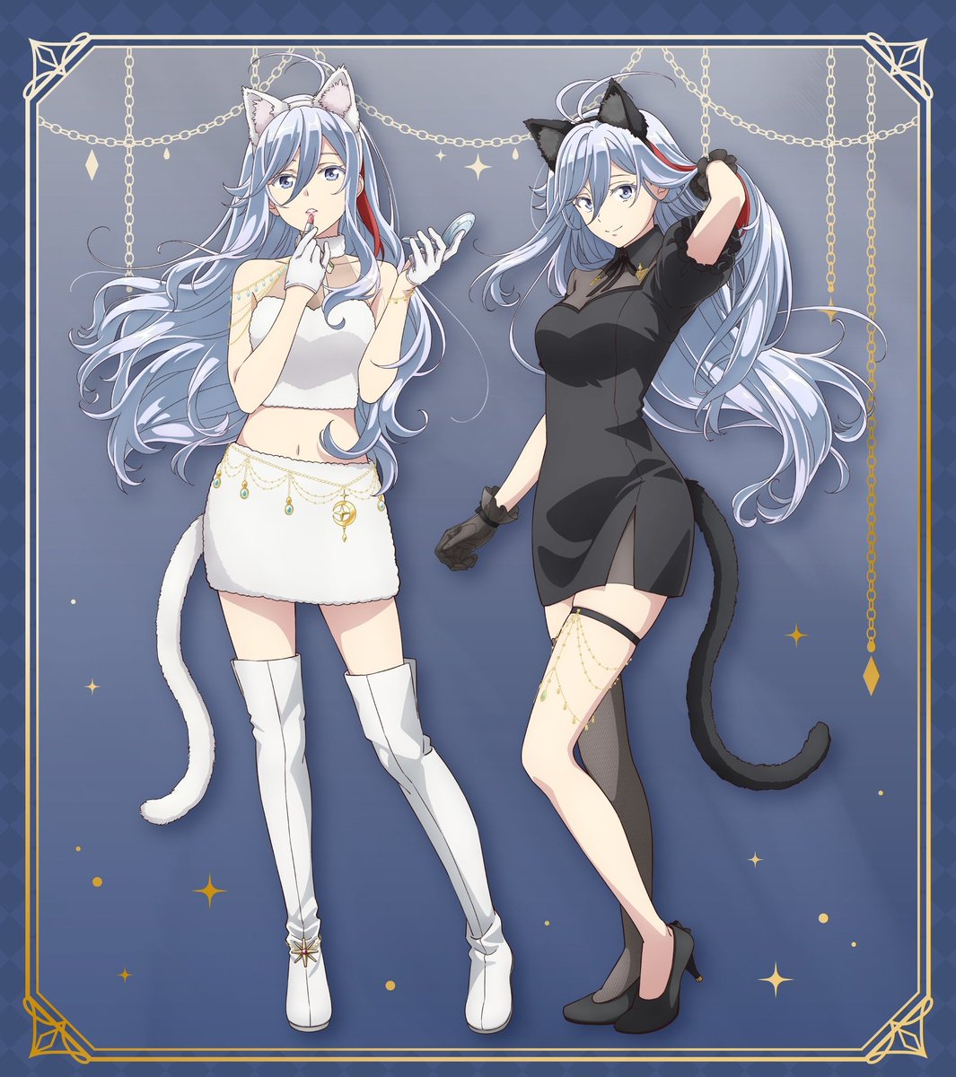 86 new merchs illustration - Cat dresses 🐾 White version Lena