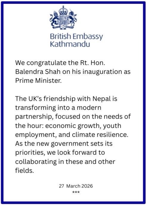 UKinNepal's tweet photo. Congratulations 💐 https://t.co/bQe18IPvvW