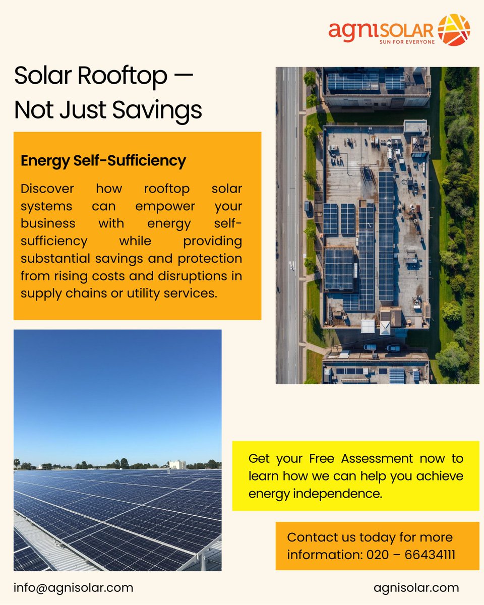 Agni_Solar's tweet photo. Supply chains may break, but the sun is consistent. Transition to energy independence and stay operational no matter what. 
.
.
.
#EnergySecurity  #SolarForBusiness #AgniSolar #CleanEnergyIndia #SustainableFuture #RenewableEnergy  
#solarenergy  #sustainability #sunforeveryone https://t.co/TqdFYL5xFA
