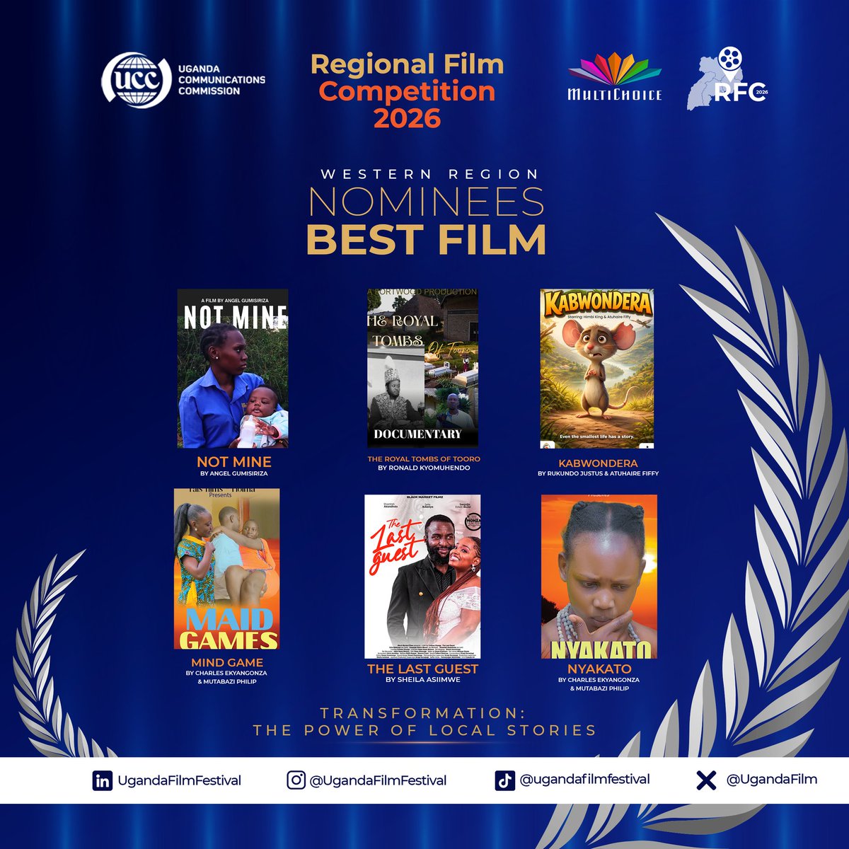 bendizhodouglas's tweet photo. WESTERN UGANDA NOMINEES 
Here are the 7 categories for Western Regional Film Competitions 2026. The award ceremony is happening this afternoon Hoima.

Congratulations and good luck to all the nominees.

#RFC2026
#MakingUgFilmsFamous 
@UCC_Official @ConsumerUCC @UgandaFilm @MultiChoiceGRP @cinemaUGApp