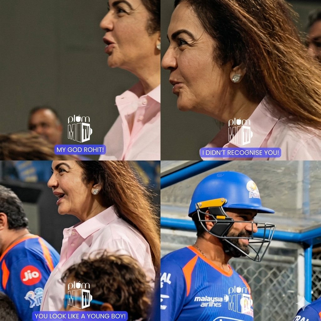 Nita Ambani🎙️- Rohit I don't recognize you, You look like a young boy 😅

Rohit 🎙️- Shy &amp; Smile 😭