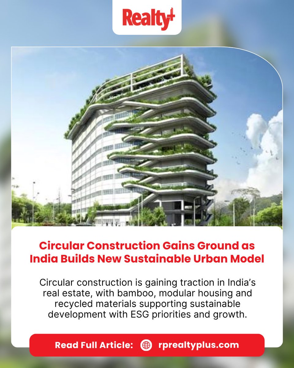 RPRealtyPlus's tweet image. Circular construction gains momentum!

Eco-friendly materials, modular design, and ESG focus are reshaping how India builds. Could this redefine urban development?

Read more: rprealtyplus.com/news-views/cir…

#SustainableConstruction #GreenBuilding #ESG #RealEstateIndia