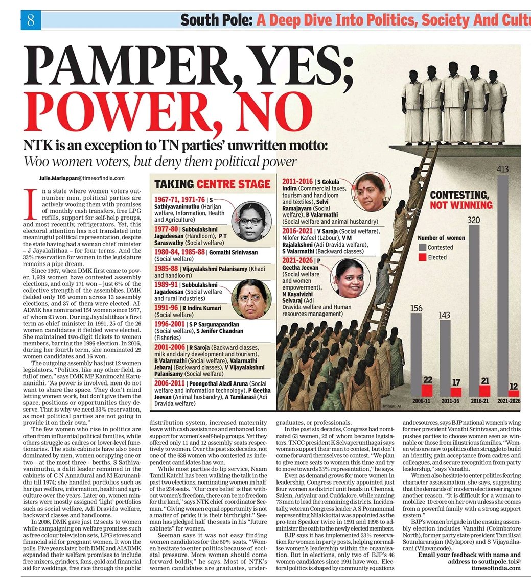 nikaran_tn's tweet image. “Others pamper women voters for votes. NTK empowers them for governance.”

That’s the difference. 💪

#NTK #TamilNaduPolitics #WomenInPolitics