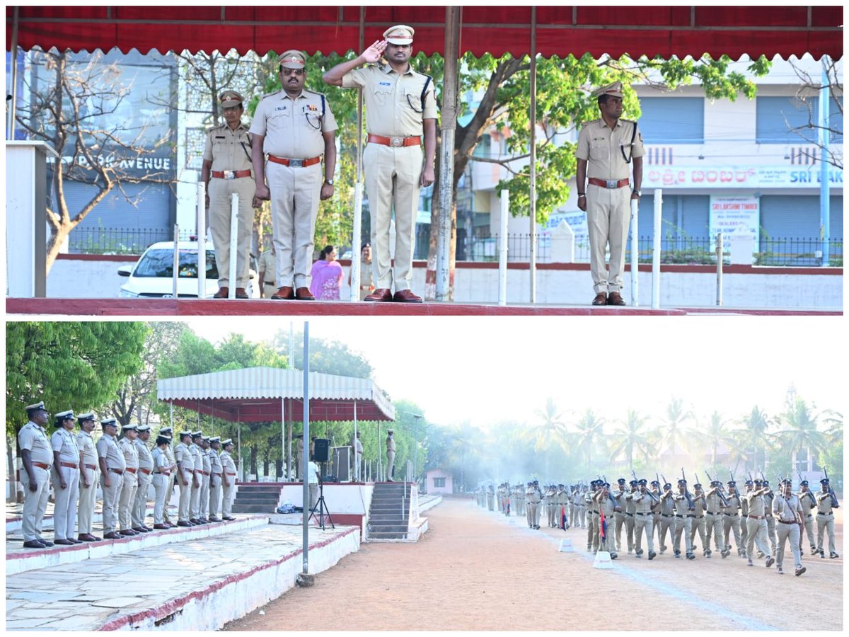 SPTumkur's tweet photo. ತುಮಕೂರು ಜಿಲ್ಲಾ ಪೊಲೀಸ್ ಕವಾಯತು ಮೈದಾನದಲ್ಲಿ ವಾರದ ಕವಾಯತನ್ನು ನಡೆಸಿ ತುಕಡಿಗಳಿಂದ ಗೌರವ ವಂದನೆ ಸ್ವೀಕರಿಸಲಾಯಿತು ನಂತರ ಸಿಬ್ಬಂದಿಯವರುಗಳ ಕುಂದು ಕೊರತೆ ವಿಚಾರಿಸಲಾಯಿತು.
#TumakuruDistrictPolice
#WeeklyParade
#DAR #ParadeGround
#PoliceBondTeam
#AddlSpTumkur
@venkatashok https://t.co/THkVmh3qJg