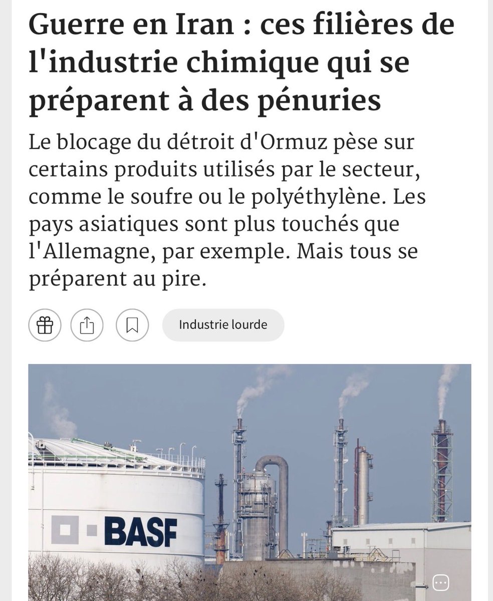 BegonThomas's tweet image. RVP 3️⃣ articles du jour 27/03/26 
✅#Iran filières industrie #chimique qui se préparent à des pénuries✔️lesechos.fr/industrie-serv…

✅1 proposition de loi pr protéger foncier #agricole✔️lefigaro.fr/actualite-fran…

✅députés européens votent #accord #commercial avec USA sous conditions