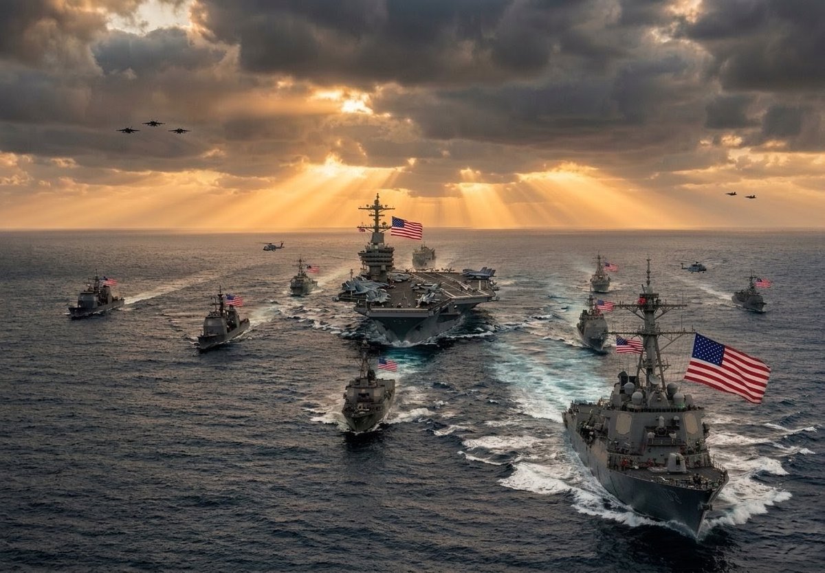 GastronomicLife's tweet photo. God rays and sea power, perfectly aligned. A U.S. Navy Carrier Strike Group under a dramatic sky. A force for peace, a symbol of freedom. God bless the men and women on watch.

#USNavy #CarrierStrikeGroup #CSG #MilitaryPower #Aviation #GodRays #Photography #USA #Freedom #Trending https://t.co/tU1CTQJLQ1