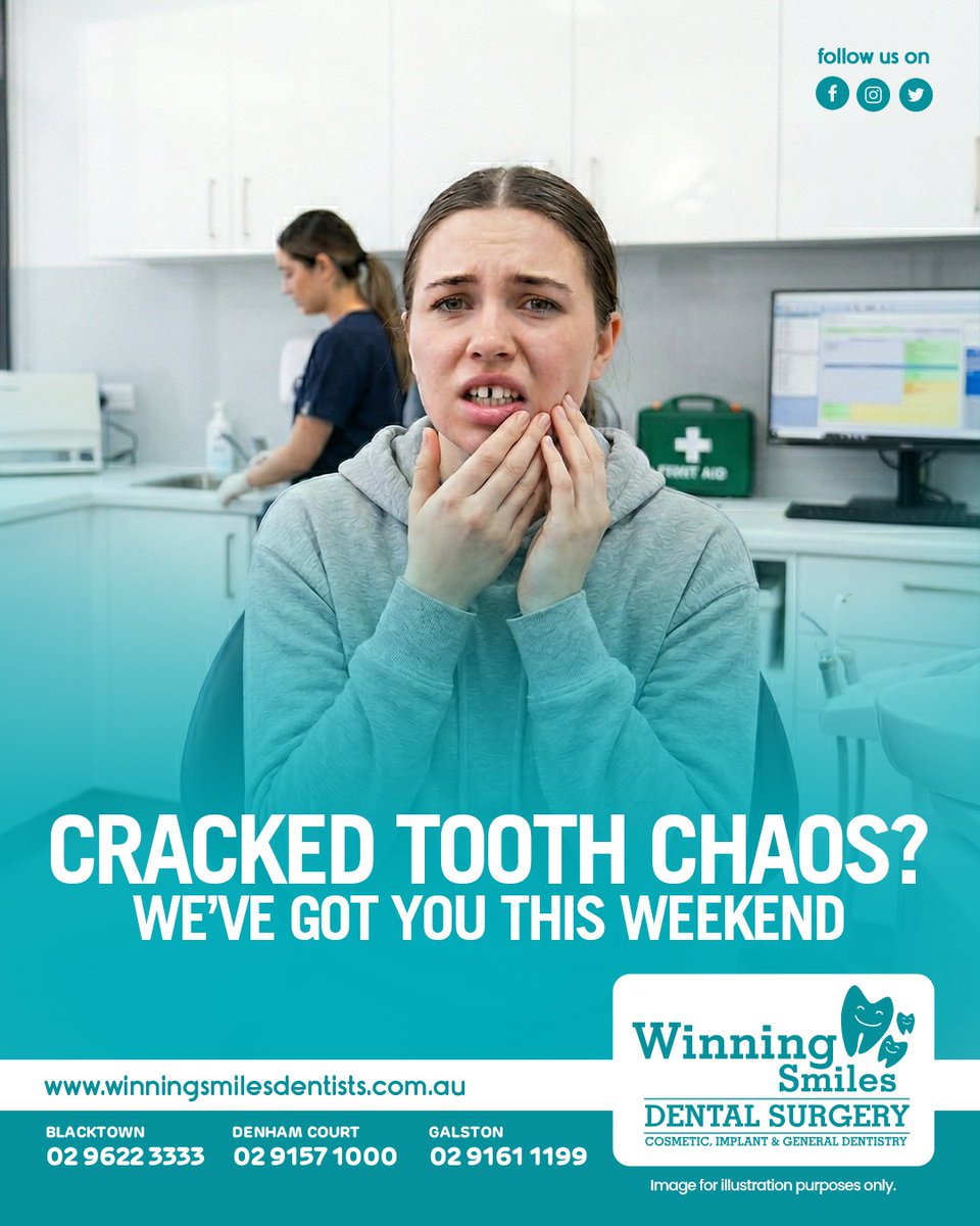 WinningsSmiles's tweet image. Accidents happen, and a cracked or broken tooth can throw off your whole day. At Winning Smiles Dentists, we provide fast, stress-free emergency care so you don’t have to wait in pain.

#Crackedteeth #Brokentooth #Emergencydentist #Dentistopen7days #Dentistopenweekend #NSWDentist