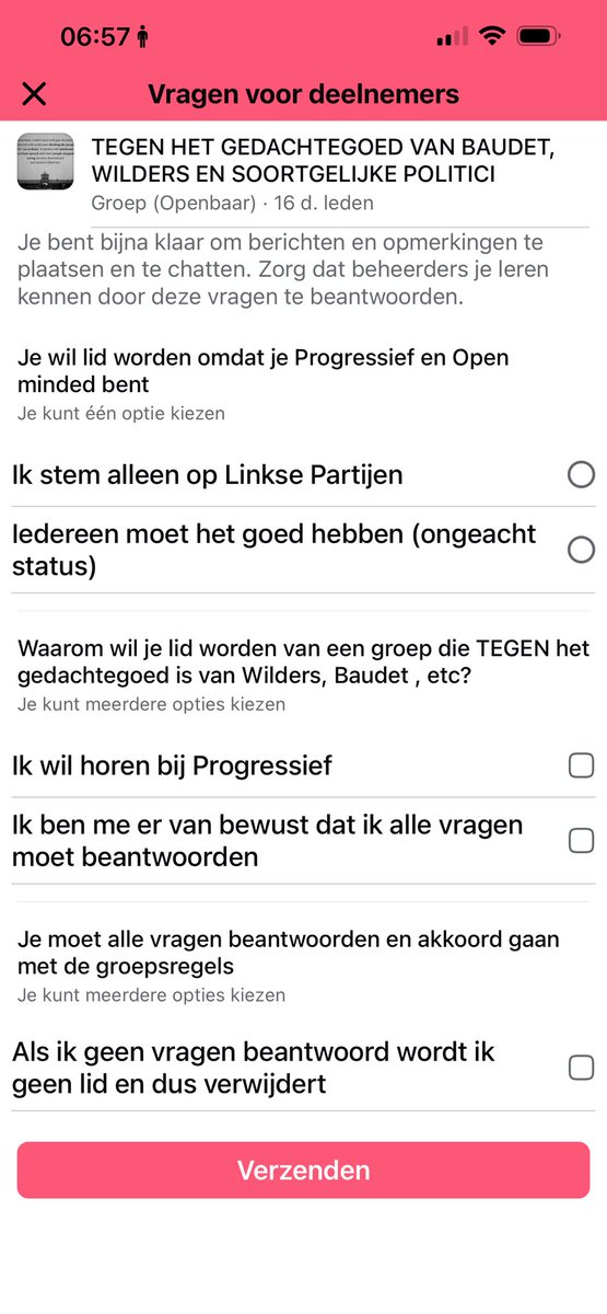 Ik wilde reageren onder een post op Facebook. Dat mocht alleen als ik de volgende vragen beantwoorde. 

Zo zorg je er wel voor dat mensen in een bubbel terecht komen en enkel elkaar napraten. En zo zorg je er ook voor dat je mensen opjut omdat je geen weerwoord duld in je