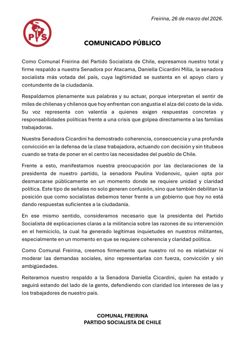 Partido Socialista Comunal Freirina tweet media