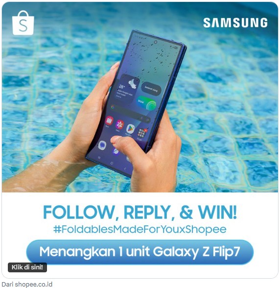 JuliansyahSap18's tweet photo. @ShopeeID Pengen cobain #GalaxyZFold7 udah ada 200MP Camera &amp; ultra sleek desainnya. Pasti jadi game changer di dunia smartphone! #GalaxyZFold7xShopee   Bismillah yakin ini adalah rezeki saya dari @LazadaID
agar punya smartphone impian GALAXY Z FLIP7 https://t.co/kvH5b3Cgff