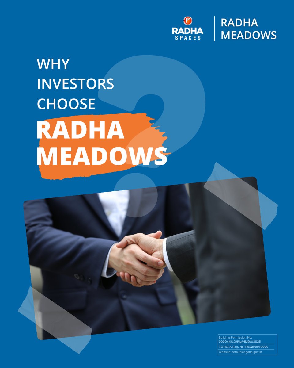 RadhaSpaces's tweet image. Land in growth corridors doesn't offer instant gratification. 

It offers something better: predictable appreciation backed by infrastructure expansion.

Discover Radha Meadows.

#RadhaMeadows #Yellampet #LandInvestment #VillaPlots #RadhaSpaces