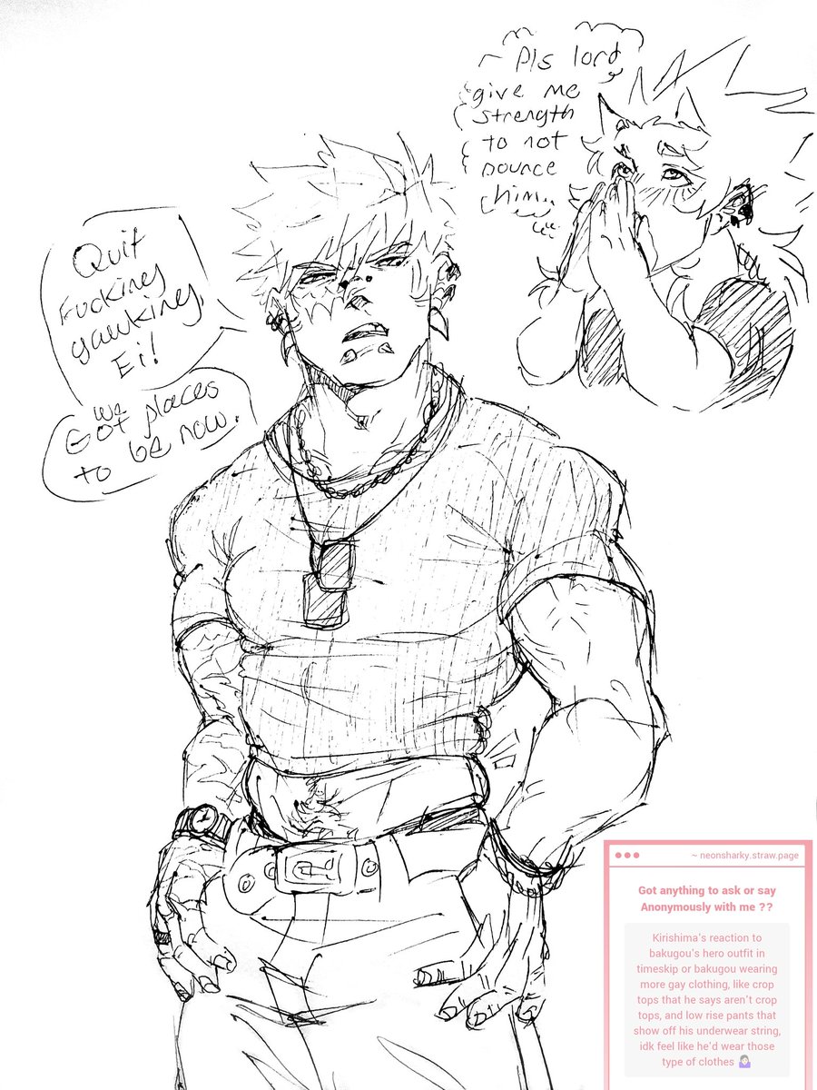 StrawPage request Bakugo in a crop top . . . Kirishima definitely likes it #krbk #bkkr #kiribaku #mha