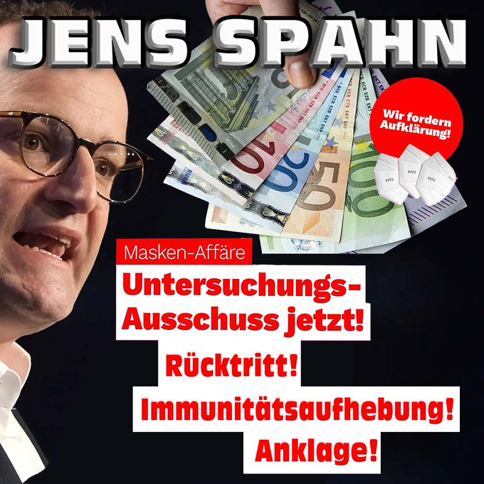 27.03.2026 
JETZT ERST RECHT:   

Warum ist <a href="/jensspahn/">Jens Spahn</a> noch im Amt? 

Ich fordere einen #SpahnUntersuchungsausschuss und die #SpahnImmunitätsaufhebung!    

JEDEN TAG werde ich #SpahnRücktritt fordern!  Bis er weg ist!