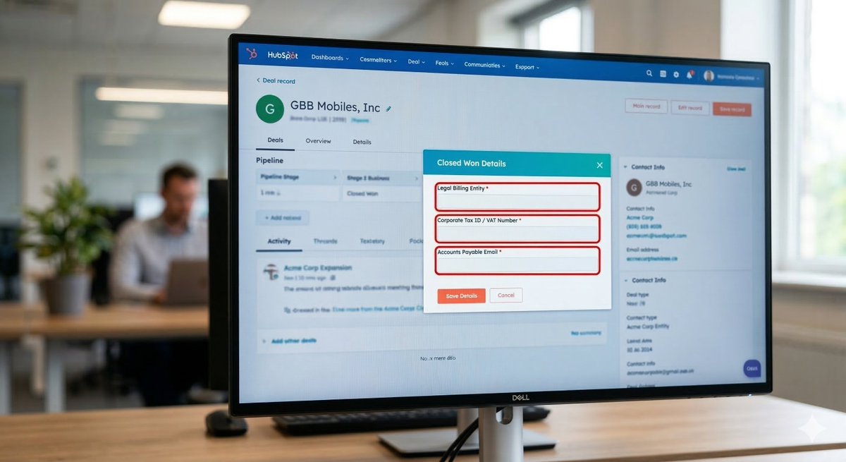 leaptkofficial's tweet photo. Open your HubSpot portal right now.

If your B2B deal pipeline allows a sales rep to move deal to the "Closed Won" stage without filling out these 3 specific properties, you are bleeding time

 1. Legal Billing Entity

 2. Corporate Tax ID

 3. Accounts Payable Email https://t.co/lkyZAQwRKI